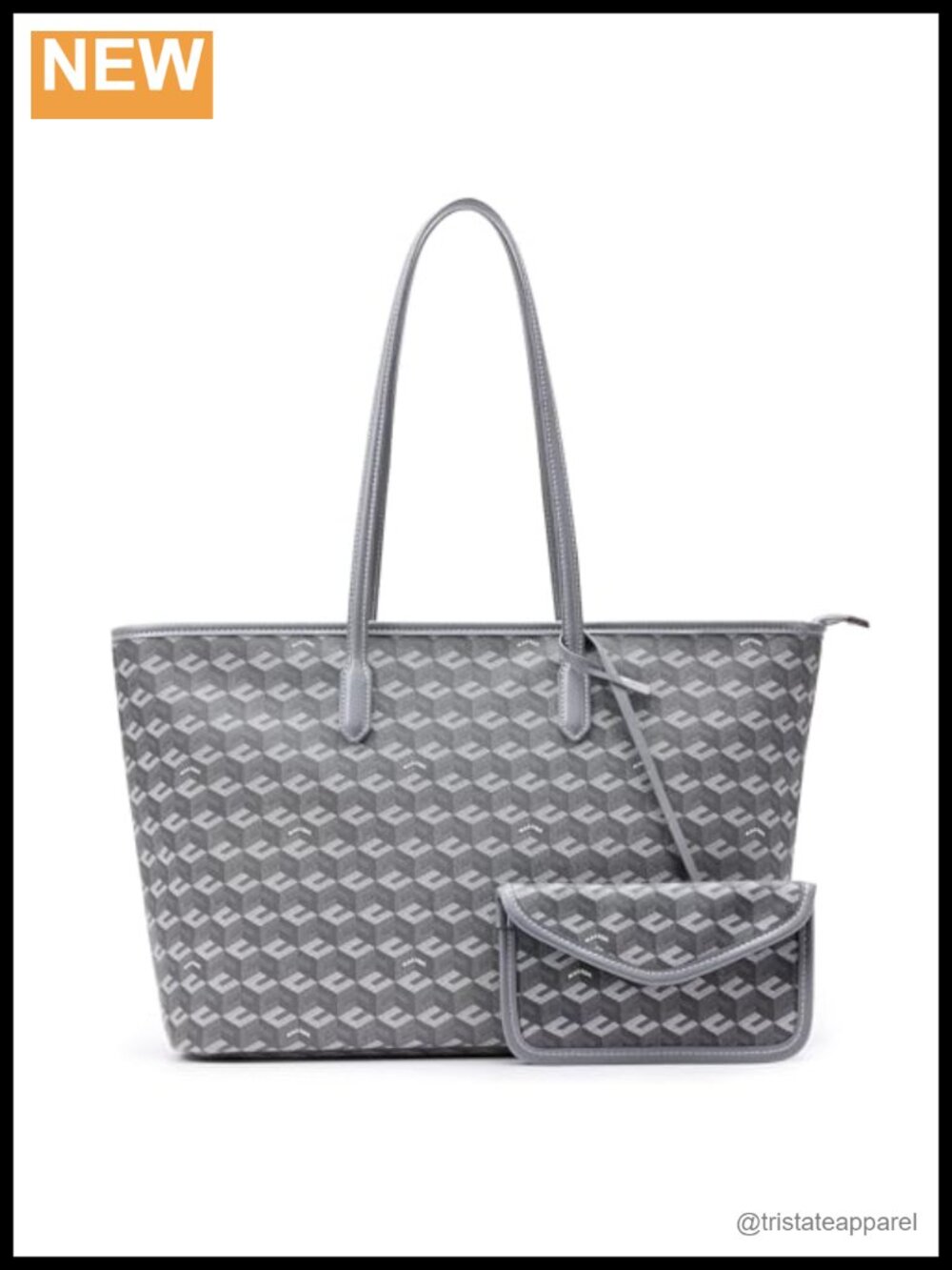 Oversize PU Leather Tote Bag Cube Monogram Weekender Shopper